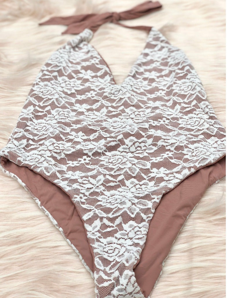 Luxe Chantilly lace swimsuit - luxury lace bathing suit - Honeymoon swimwear  – Lace on the Beach